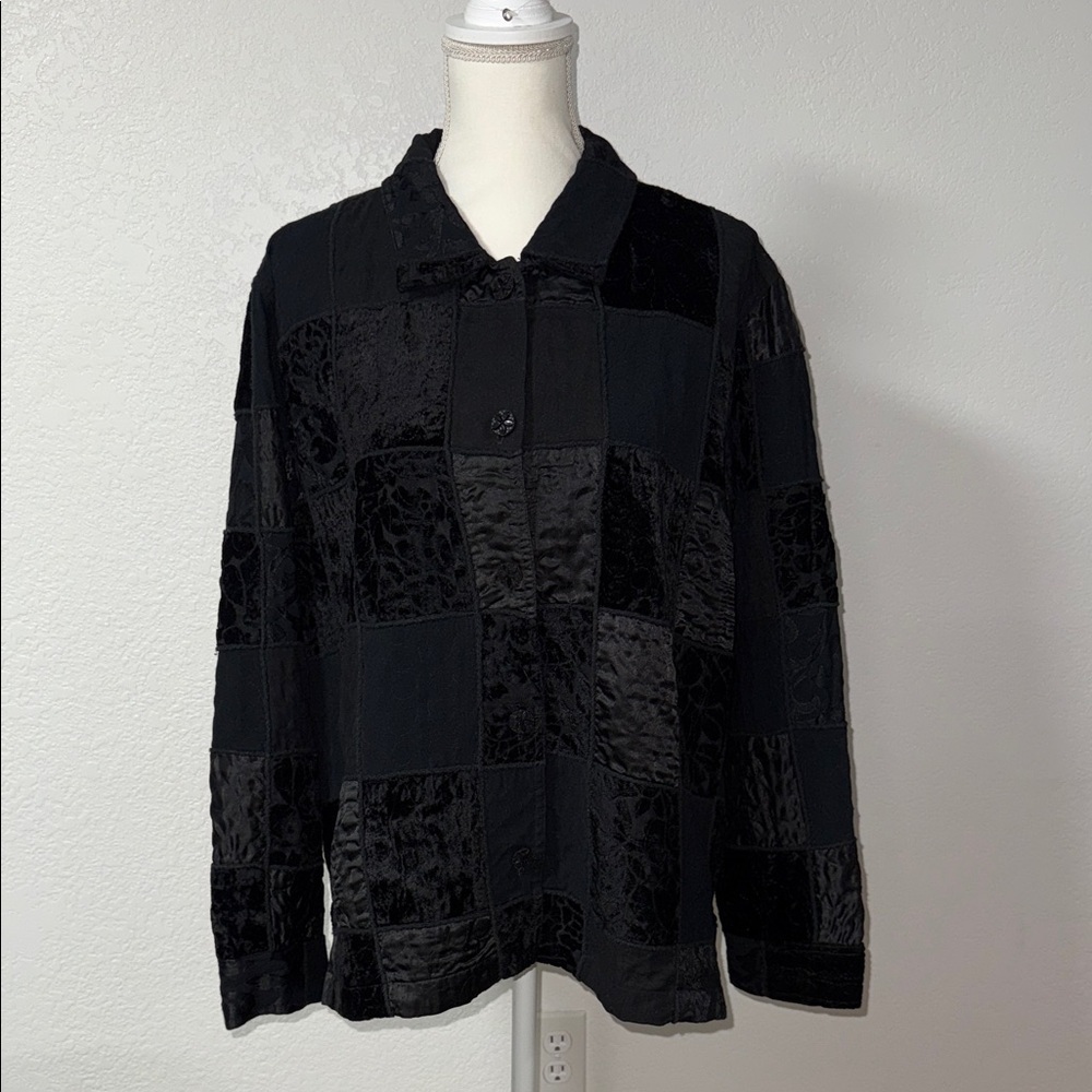 EASYSPIRIT Black Patchwork Jacket Size XL